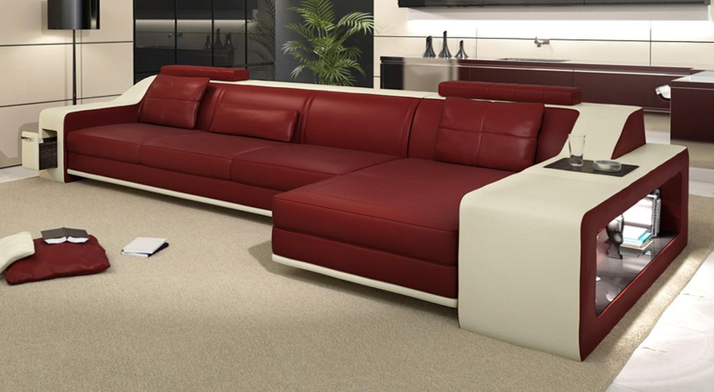 Designer Sofa Couch Ecksofa mit Hocker Polster Garnitur Wohnlandschaft L-Form