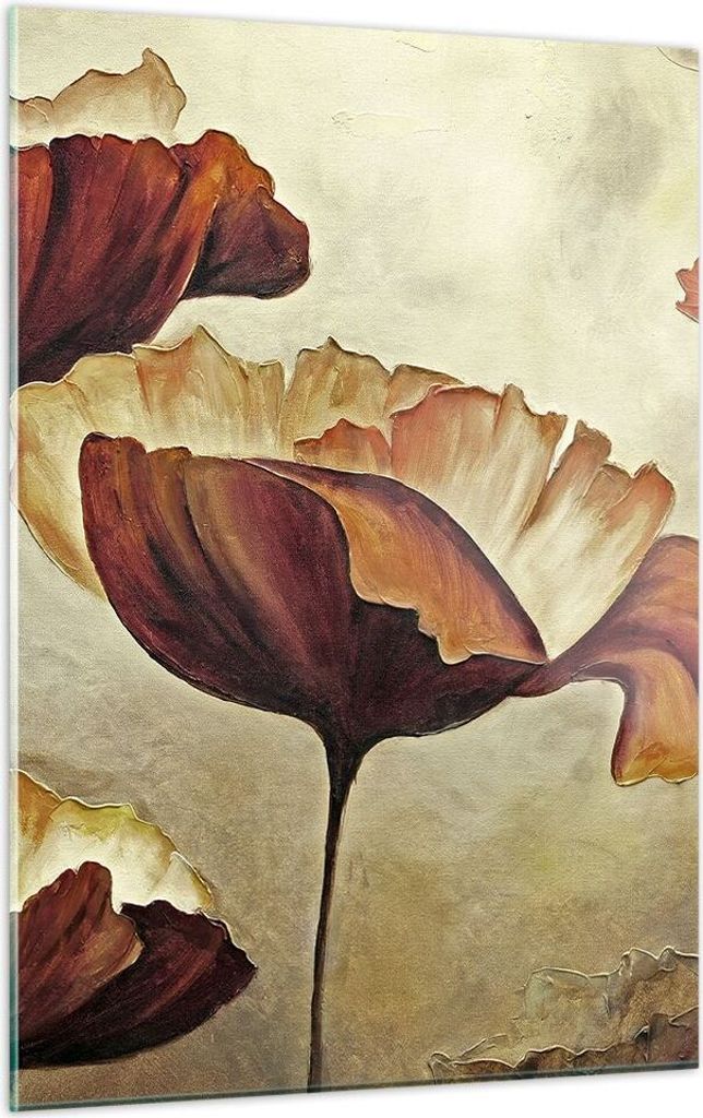 Bilder auf glas - Einteilig - Mohn Blume Wiese - 50x70cm - Glasbilder - Wandbilder - Bilder - zum Aufhängen bereit - Wanddekoration aus Glas - Gla...