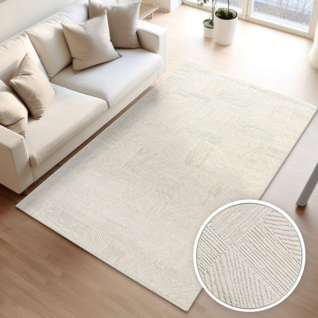 TT Home Wohnzimmer Teppich Esszimmer Kurzflor Boho Design Produktbild 