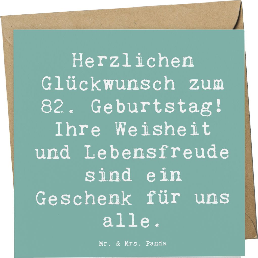 Mr. & Mrs. Panda Glückwunschkarte Spruch 82. Geburtstag - Meeresbrise - Geschenk, Erfahrungen, Alter, Grußkarte, Dankbarkeit, Happy Birthday, Ges...