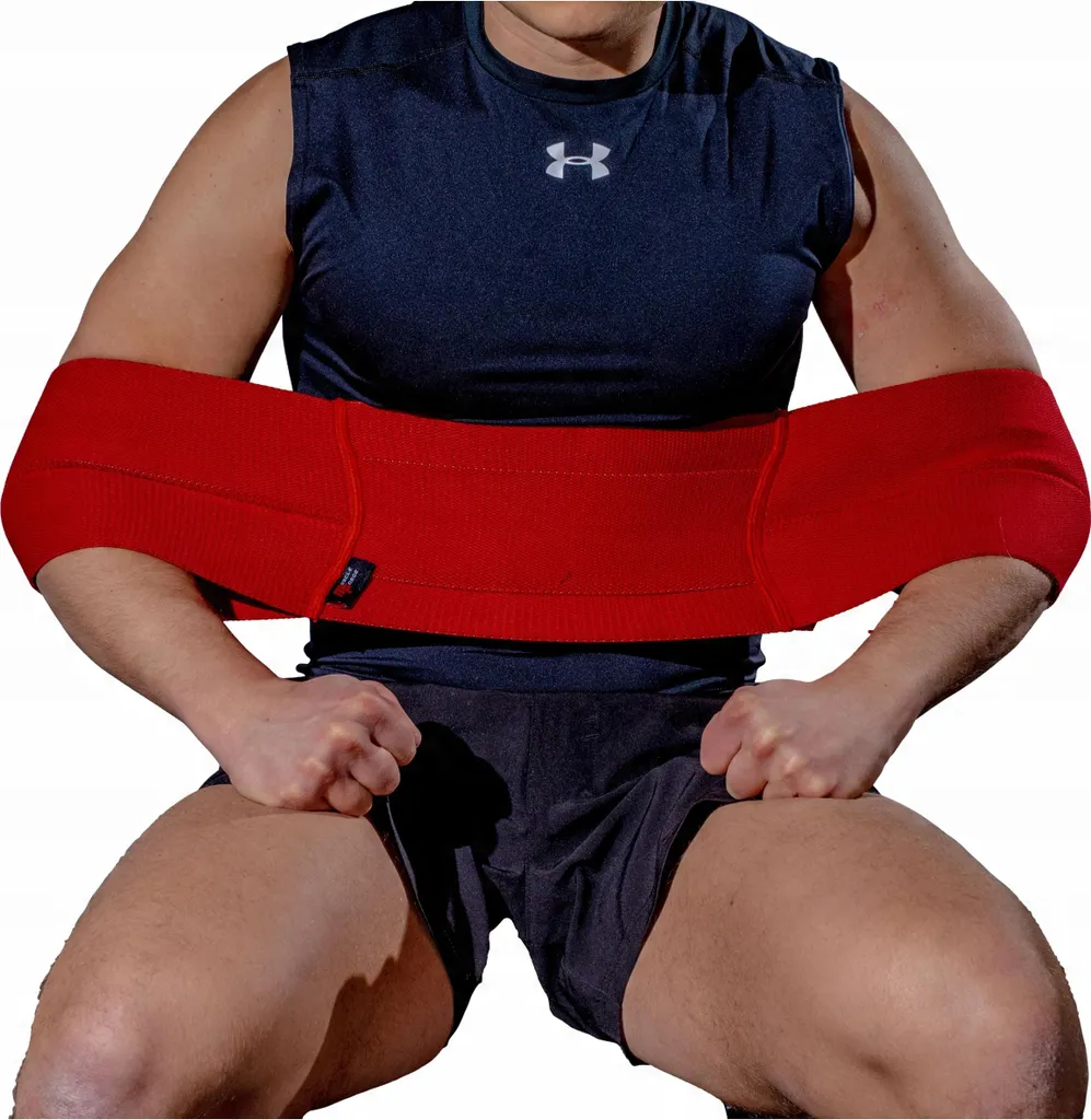 Manches de développé-couché rouges pour musculation et powerlifting