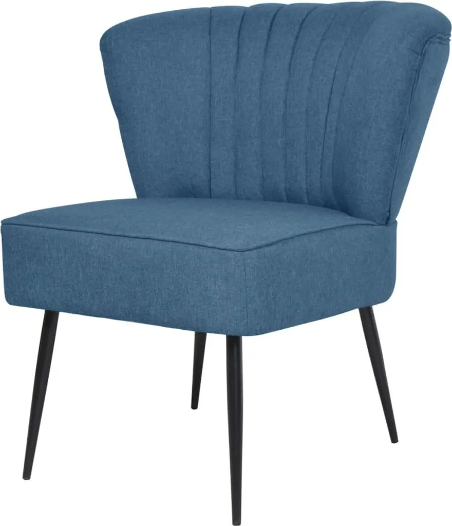 Fauteuil de cocktail bleu tissu pour coin lecture et détente au salon