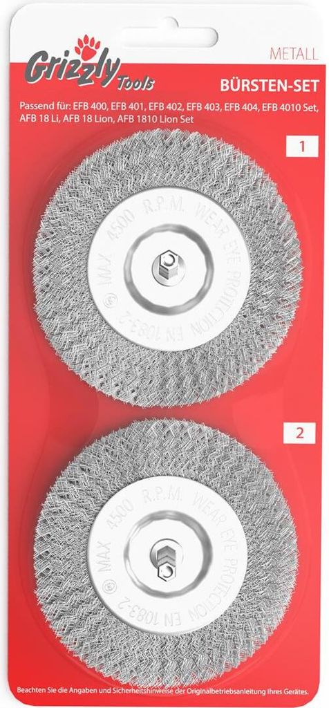 Fugenbürste Metallbürste | 2-teiliges Unkrautbürsten-Set für Grizzly Tools Fugenbürste EFB 400 401 402 403 404 | passend für AFB 18 Li AFB 18...