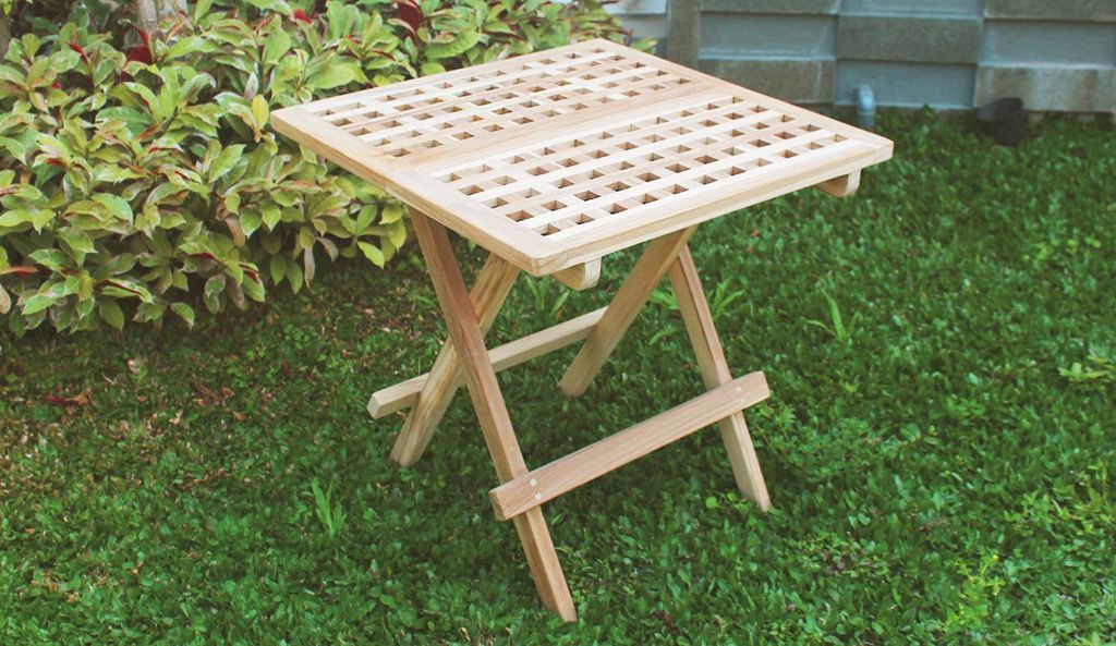 Teak Beistelltisch Natur Klapptisch Holztisch Gartentisch Balkontisch Terrassentisch Campingtisch Bistrotisch Partytisch Kaffeetisch Tisch Gartenm...