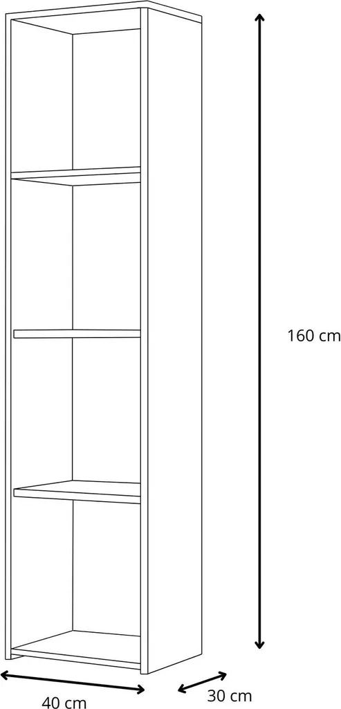 Bibliothèque colonne LONI chêne Artisan 160 cm - Rangement 4 tablettes - 5