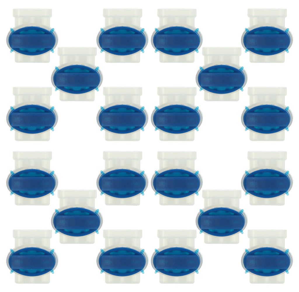 vhbw 20x Kabelverbinder für Begrenzungskabel kompatibel mit Zuchetti Mähroboter - Kabelklemmen, Wasserdicht Blau, Transparent