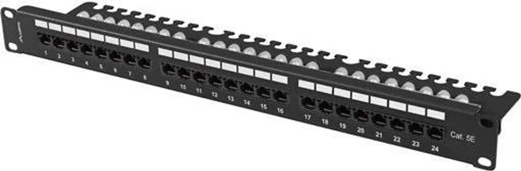 Patchpanel 24 ports CAT.5E Lanberg avec organisateur de câbles arrière