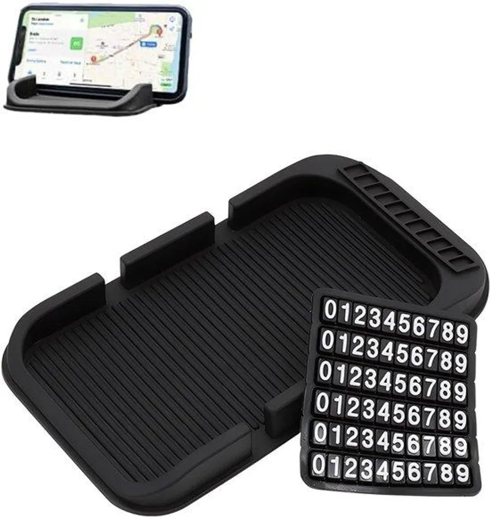 Support de rangement tableau de bord antidérapant pour smartphone noir