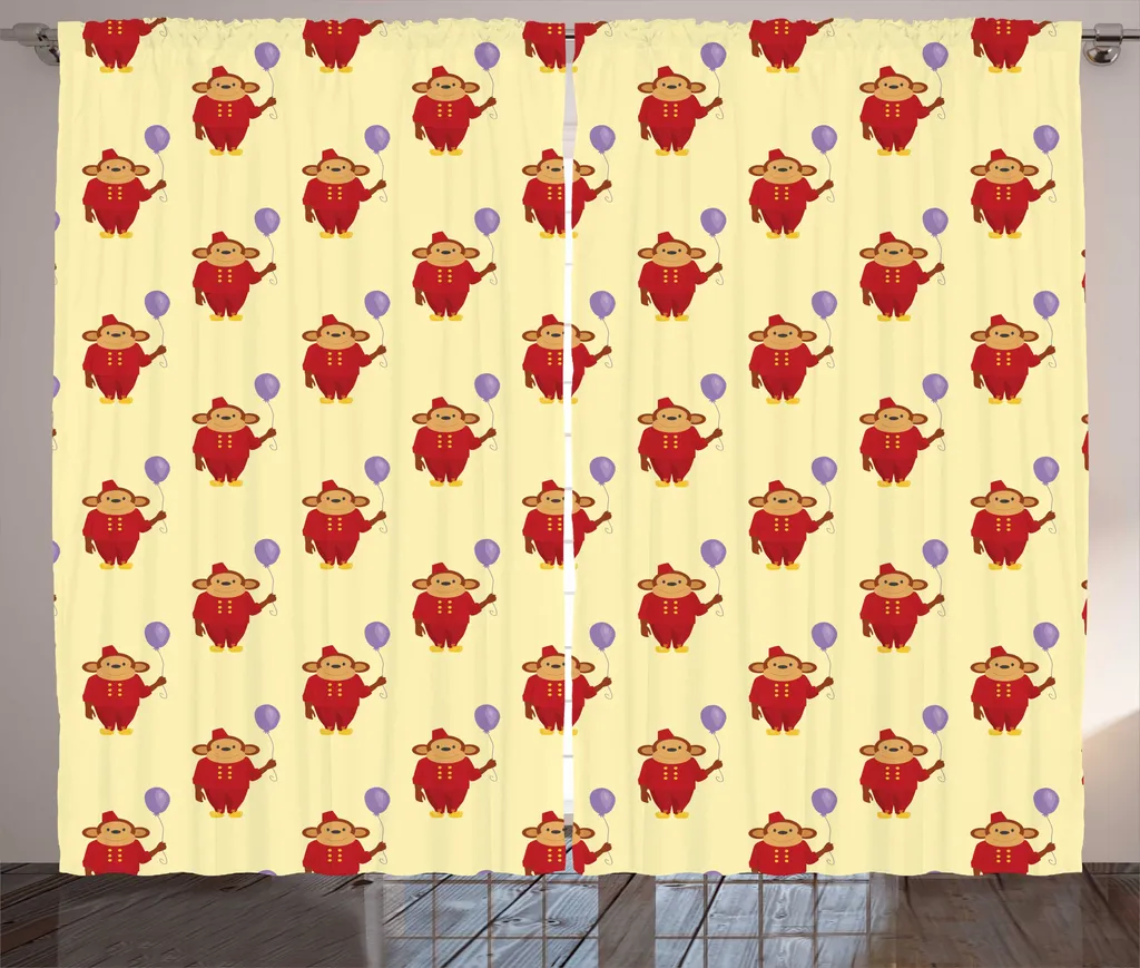 ABAKUHAUS Rideau de Salon Singe en Costume 280x225 cm Jaune Pâle
