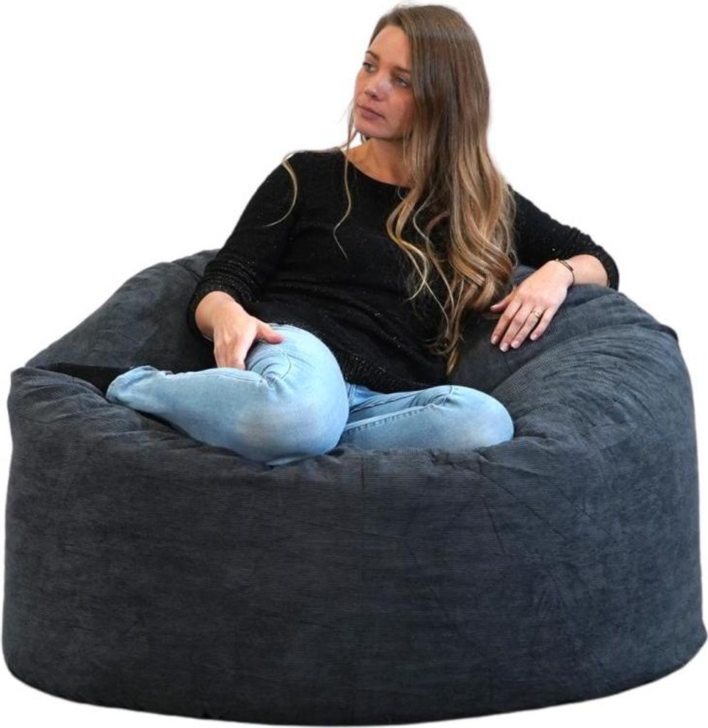 Sitzsack-Sessel XXL aus Cord 100 cm, Mitternachtsblau