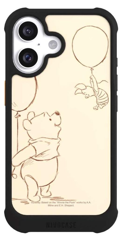 NIVOCASE Hülle für Apple iPhone 16 Stoßfeste Handyhülle NIVOmax Case Schwarz Disney Offizielles Lizenzprodukt Winnie Puuh