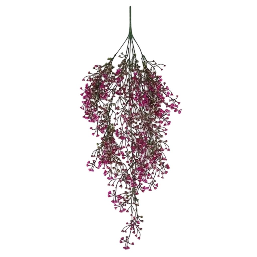 Dekorative Hängepflanze 80 cm, Kunstblumen wie echt Wanddeko, Kunstpflanze aus Kunststoff-Rattan - IVYORA Rosa