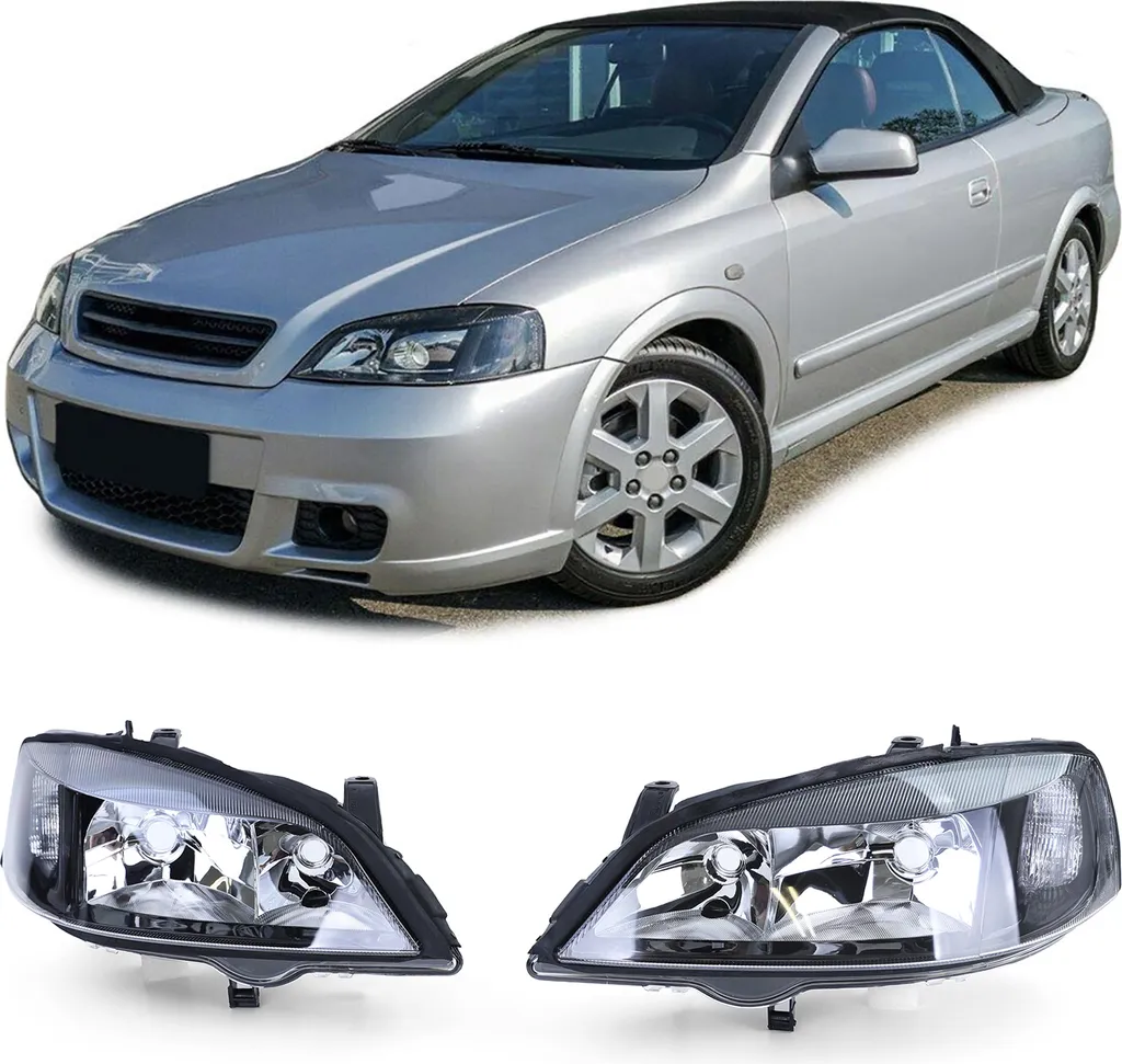 Fari Anteriori Neri Opel Astra G 1997-2004 Vetro Chiaro Coppia Sx Dx
