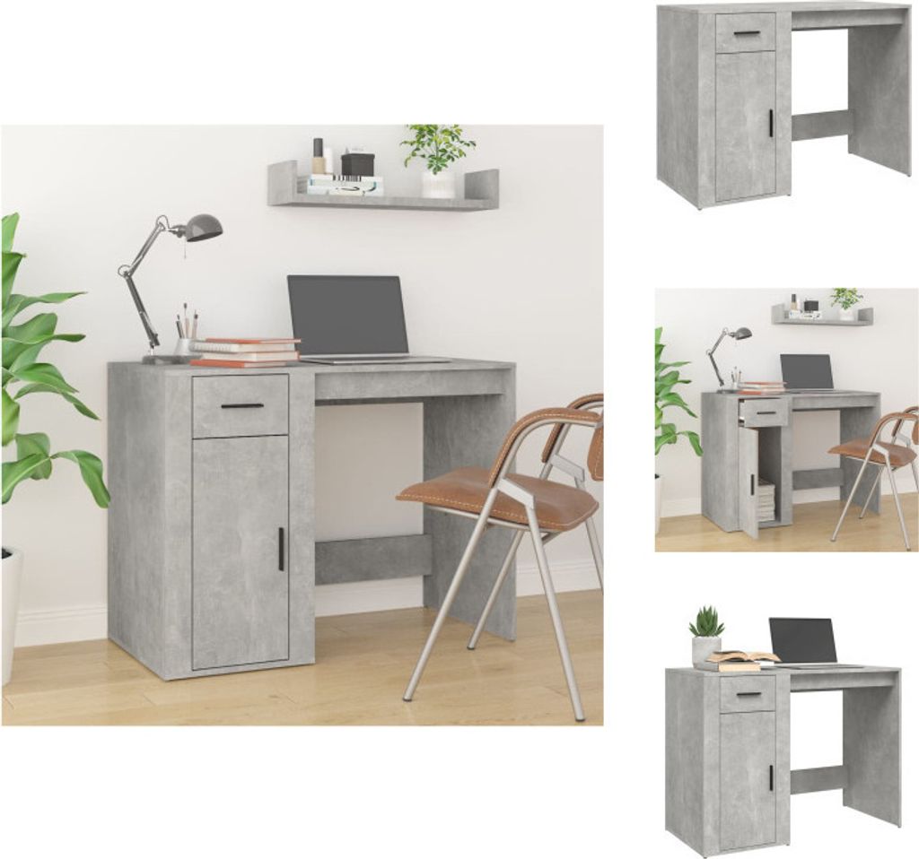 vidaXL Schreibtisch Betongrau 100x49x75 cm Holzwerkstoff - Schreibtische