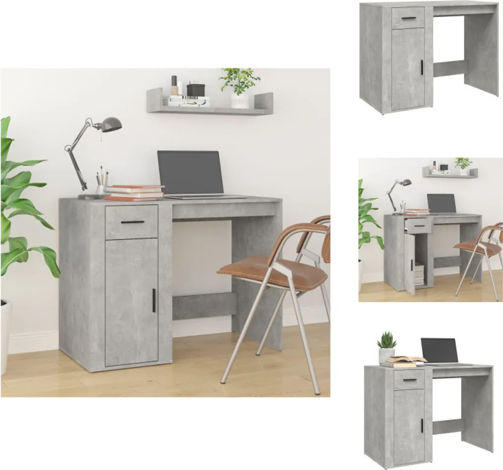 Scrivania Ufficio Grigio Cemento 100cm - Salvaspazio con Cassetto