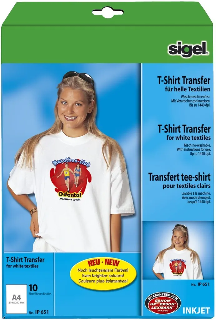 Sigel IP651 Transfer Film per InkJet - 10 Fogli A4 per Personalizzazione