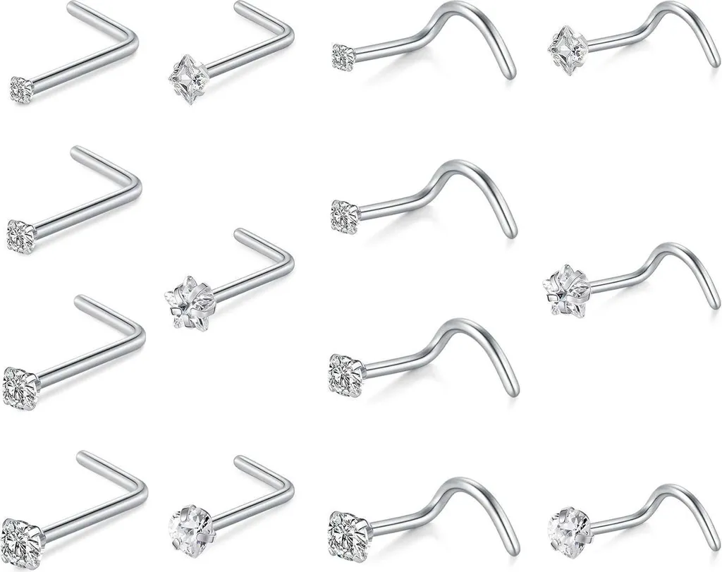 Piercing nez anneau en acier chirurgical 18G avec strass brillant 1.0mm