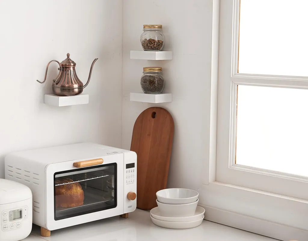 Etagère flottante bois noir compacte - Set de 2 tablettes chêne massif - 3