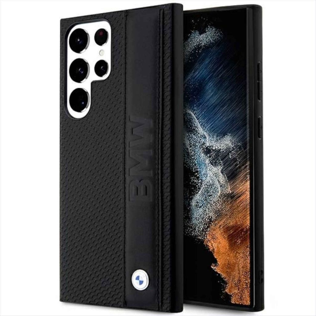 BMW, Stofeste Lederhlle Samsung Galaxy S23 Ultra Dnn und Leicht, Schwarz