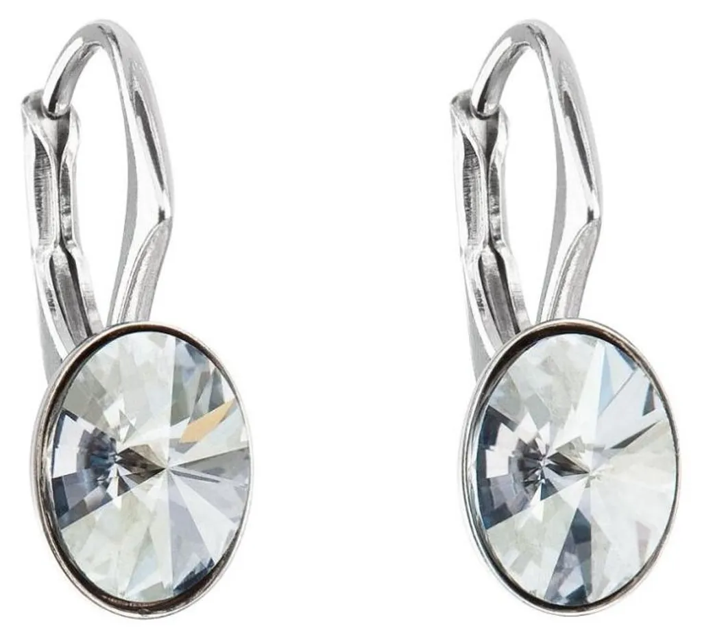 Boucles d'oreilles anti-allergie argent et cristaux bleus légers