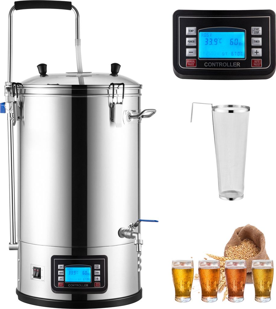 SucceBuy Electric Brewing System, 8 Gal/30 L, All-in-One Home Beer Brewer mit Auto/Manual-Mode-Panel, Mash Boil Device, 100-2500W Power, 25-100°C ...
