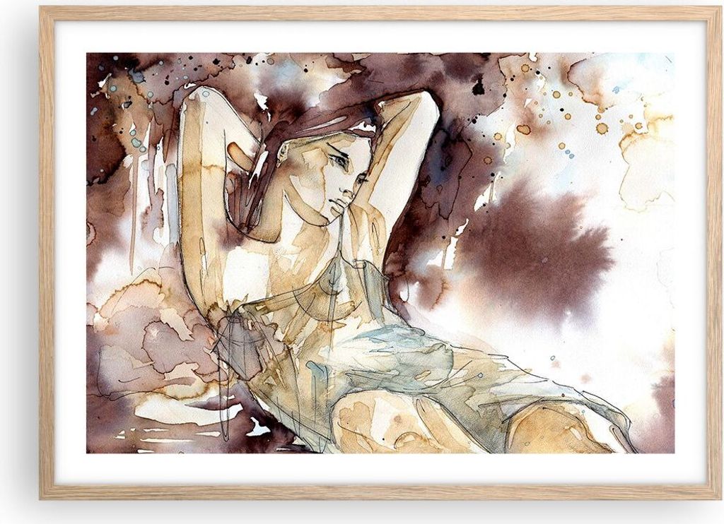 Gerahmtes Poster - Rahmen in heller Eiche - Frau Modell - 70x50 cm - Wand Bild - Wanddeko - Wandbilder - Kunstposter - Wandposter - Bilderrahmen - ...