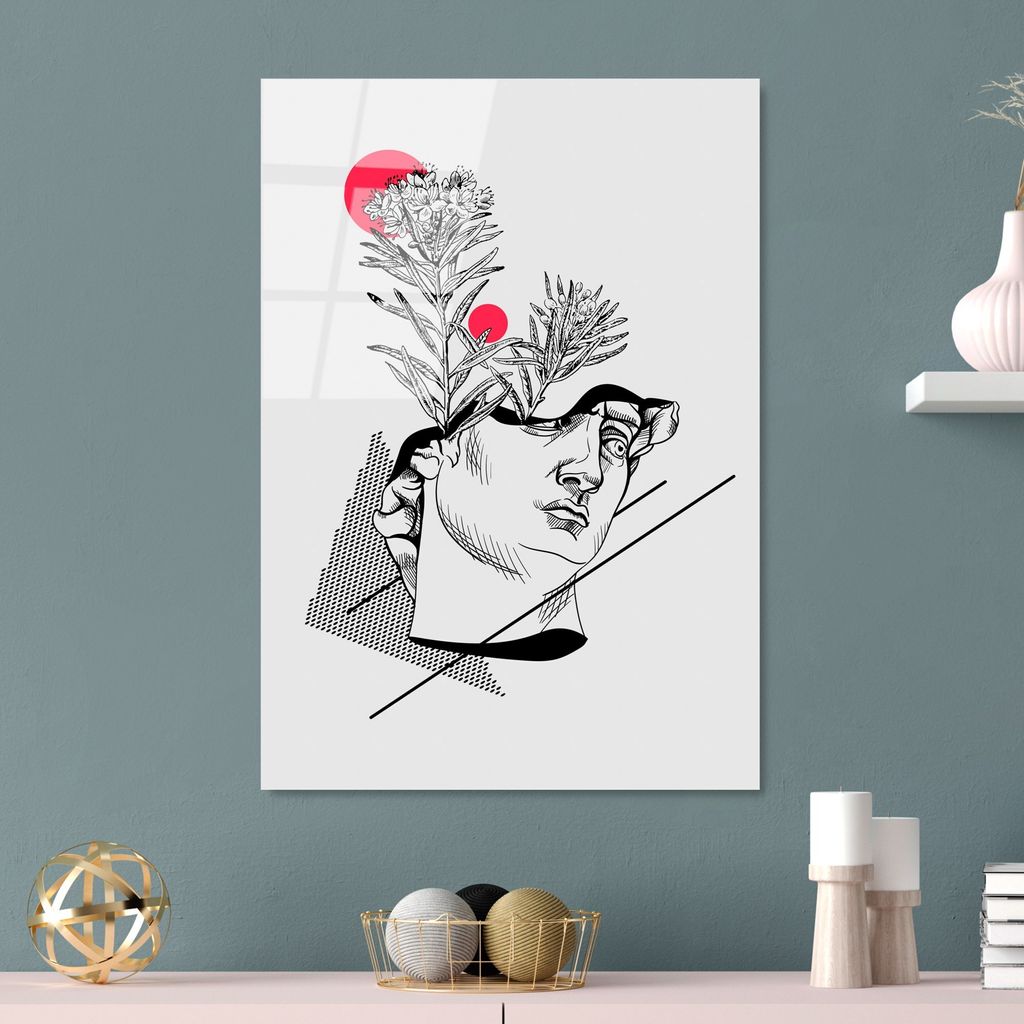 Wallity, UV-863 - 45 x 65, Dekorative Malerei aus gehärtetem Glas, Mehrfarbig, 100 % gehärtetes Glas, 45 x 65 cm