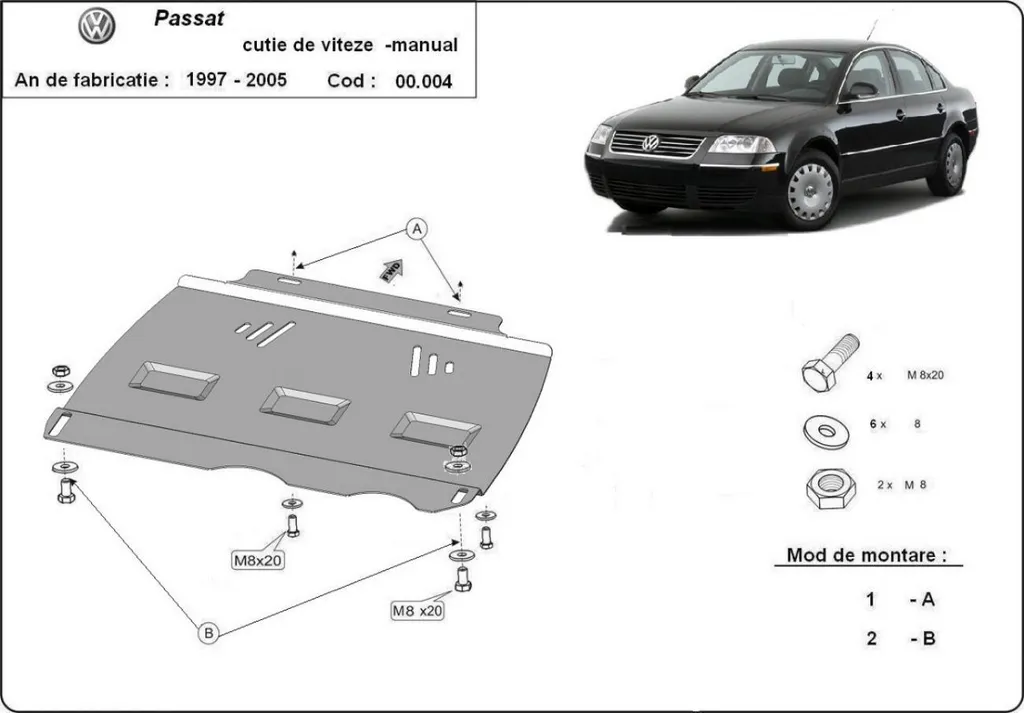 Protection boîte vitesses VW Passat B5 pour routes difficiles Acier