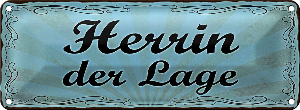 Blechschild Hinweis 27x10cm Herrin der Lage Dekoration Produktbild 