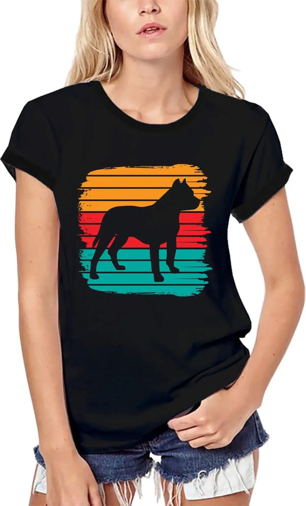 Damen Grafik T-Shirt aus Biobaumwolle Rasse Pitbull – Pitbull Breed – Öko-Verantwortlich Vintage Jahrgang Kurzarm Lustige Druck Geburtstag Ges...