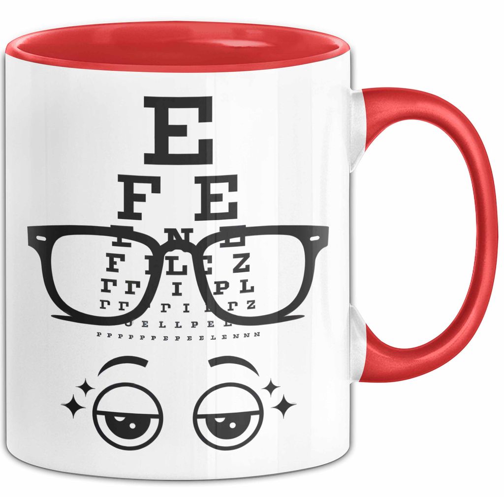 Optiker Tasse Geschenk Lustige Geschenkidee Spruch Für Seh Experten (Rot)