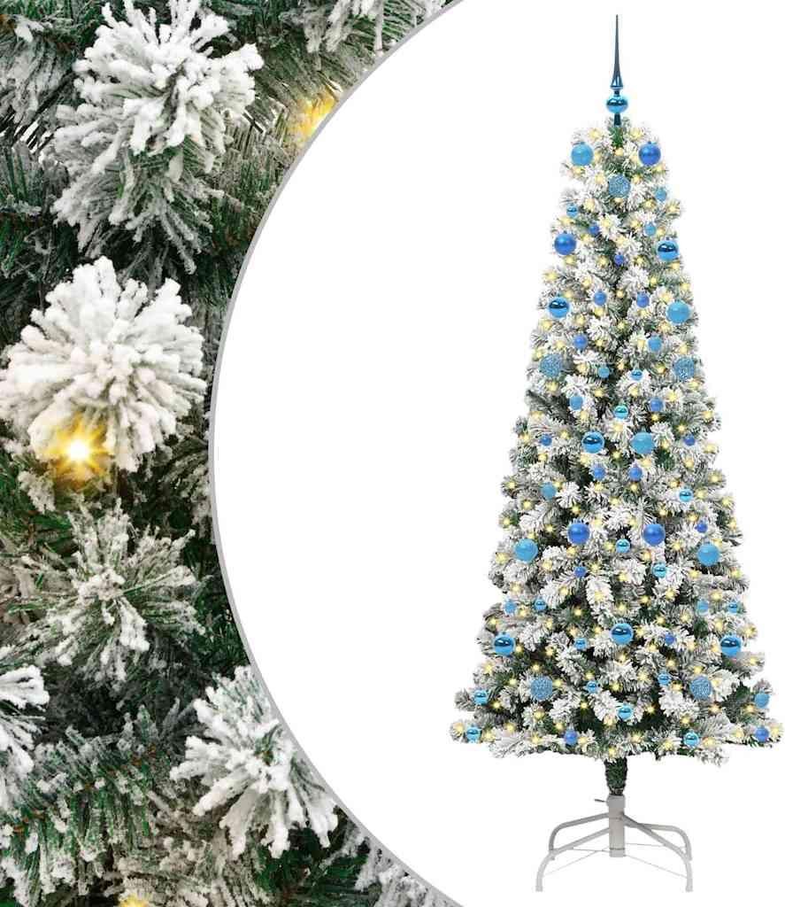 vidaXL Künstlicher klappbarer Weihnachtsbaum Grün und Weiß 210 cm