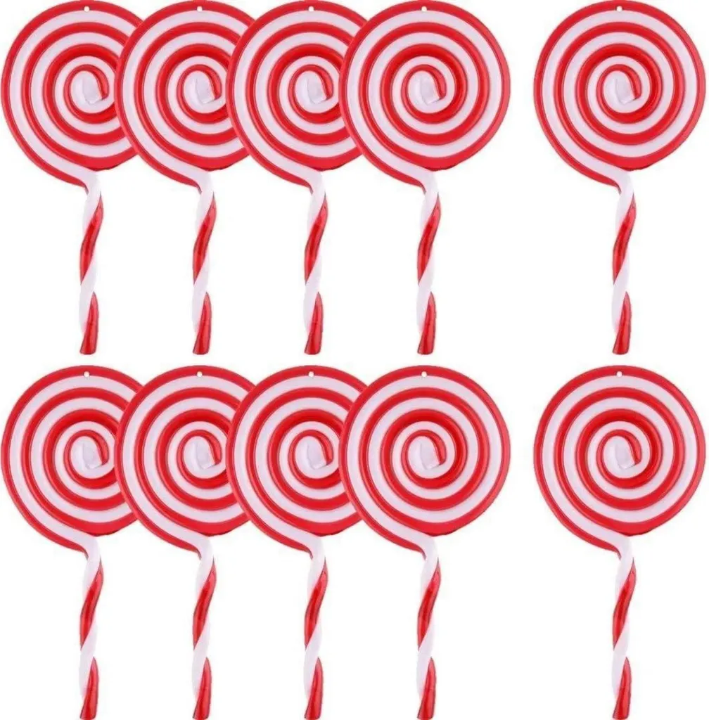 Sucre d'Orge de Noël 13cm : Lot de 10 Décorations Durables et Sans Danger