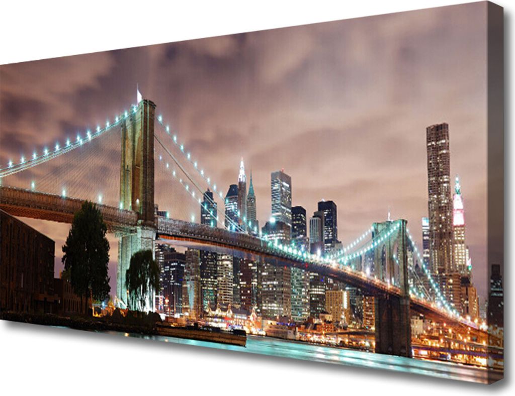 Tulup Leinwand-Bilder 100x50 Wandbild Canvas Kunstdruck Brücke Stadt Architektur