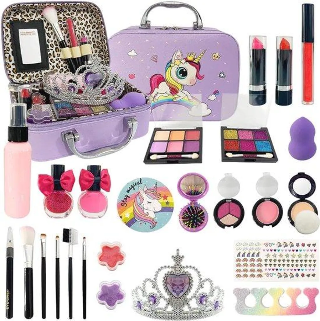 Mallette de maquillage enfant et cosmétiques factices sans danger 24 pcs