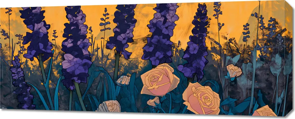 Tableau Image 100 x 40 cm Jardin doré Déco Murale Format Panoramique