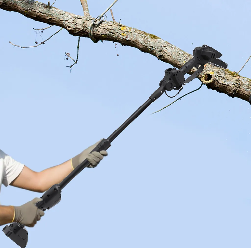 Scie à perche 2 en 1 sans fil : taillez vos arbres hauts en sécurité