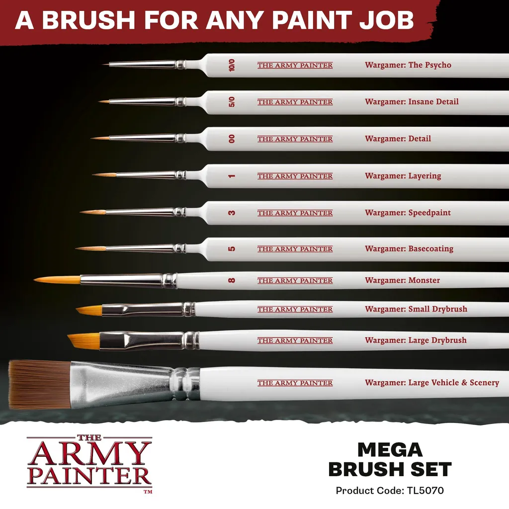 Pinceaux Mega Army Painter : manches ergonomiques et pointes durables - 2