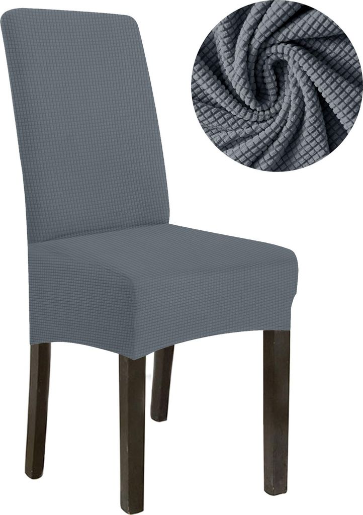 Schonbezug Sessel Aus Dickem Dunkelgrau Jacquard, Grösse L, Hohe Rückenlehne 70Cm