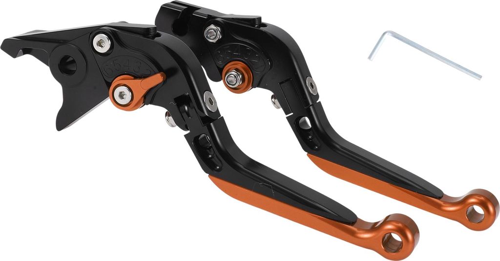 Kurze Lange Bremskupplungshebel für Yamaha YZF R1 02-03 6 Position Einstellbarer Motorradlenker Bremshebel Aluminiumlegierung Schwarz Griff Orange...