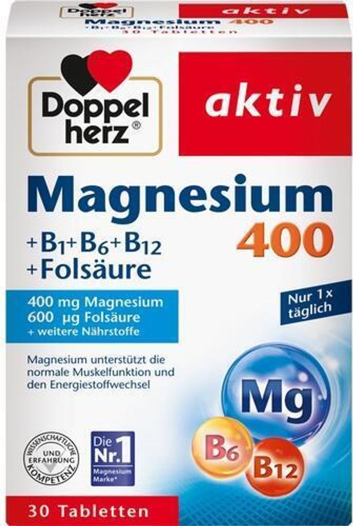 DOPPELHERZ Magnesium 400 mg Tabletten 30St PZN 04494507 Produktbild 