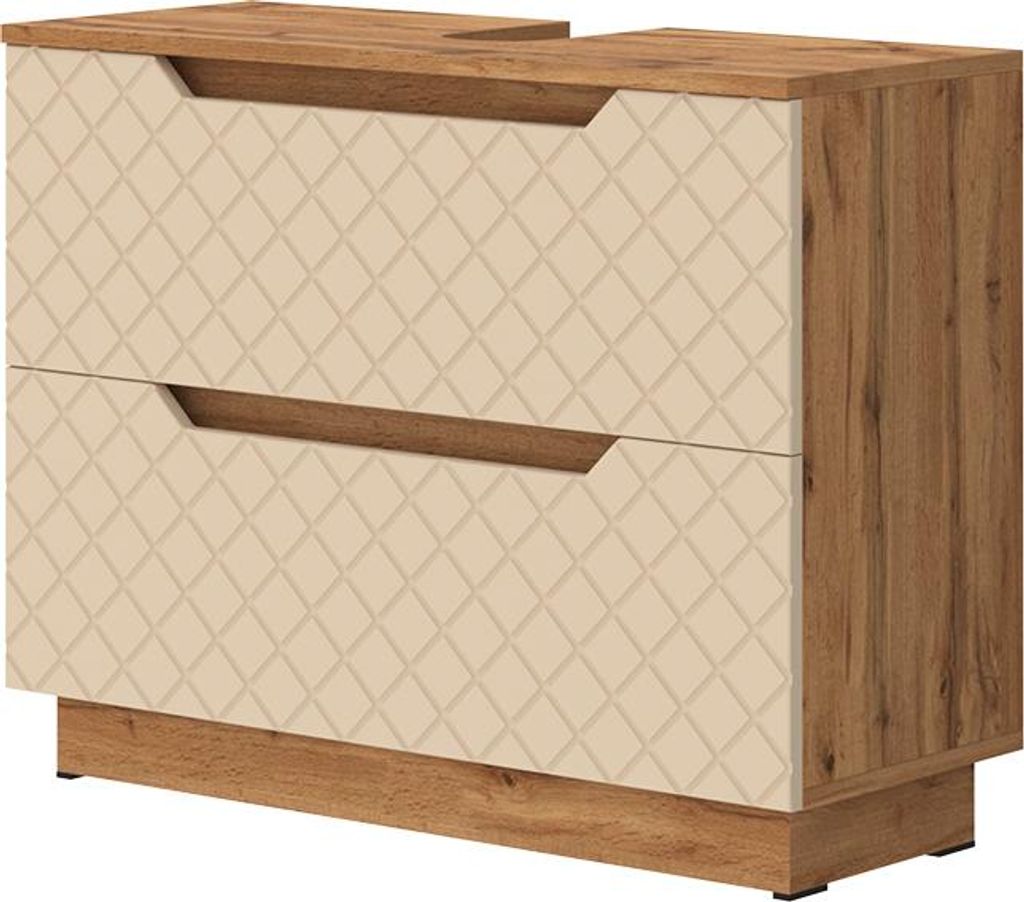 Waschbeckenunterschrank Vicco Lotta Cashmere 79.6 x 62.5 cm mit 2 Schubladen, Model 58532