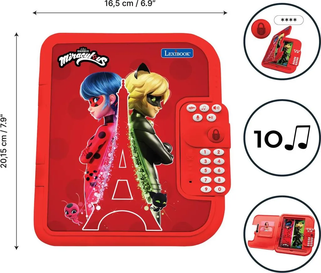Carnet secret Miraculous Ladybug avec boîte à bijoux et code numérique