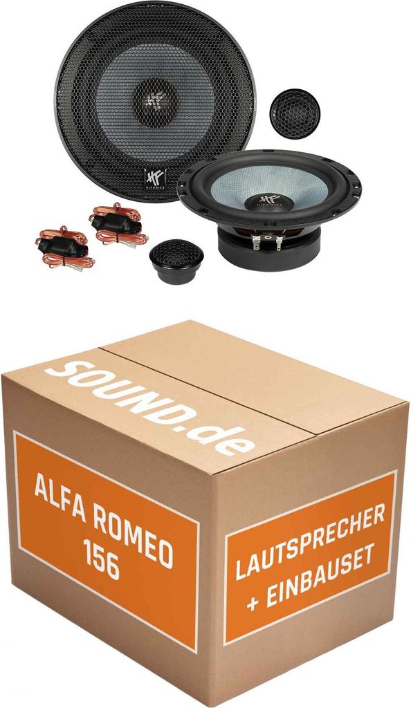 Lautsprecher Boxen Einbaupaket vorne Hifonics ZS6.2E passend für Alfa Romeo 156 | 2x Tief-Mitteltöner 2x Hochtöner