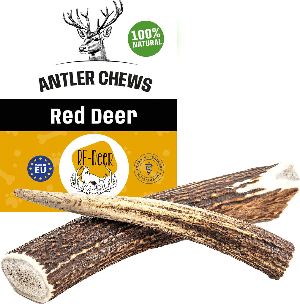 RF-D Hirschgeweih XXL 0,5kg (3St.) 19-21cm Hard natürliches Geweih, Öko Kausnack für Hunde, gesundes Kauspielzeug, Kauknochen für Genuss, Zahnp...