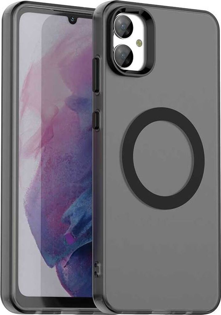 Magnetisch Hülle für Samsung Galaxy A05, Schlank Durchscheinend Matt Stoßfest Handyhülle Schwarz
