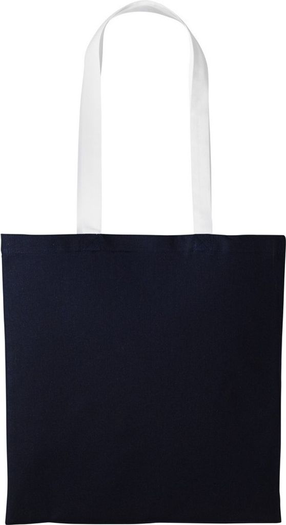 Nutshell Baumwoll-Tragetasche mit langen Henkeln RW7156 (Einheitsgröße) (Marineblau/Weiß)