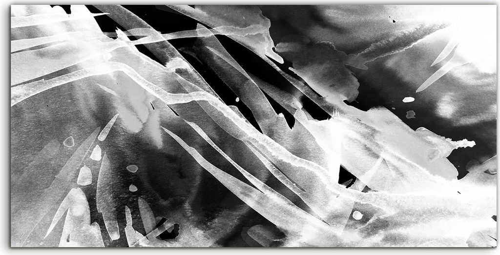 Coloray Spritzschutz aus Glas 120x60 Wandkunst Küchenrückwand Schwarz Weiß Aquarell Abstraktion