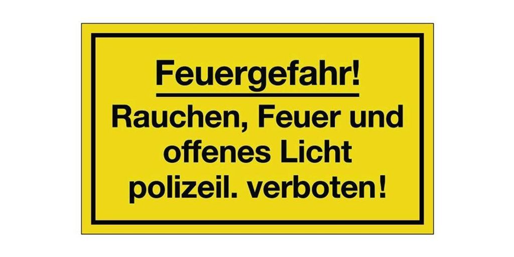 Hinweiszeichen Feuergefahr L250xB150mm gelb schwarz Ku.