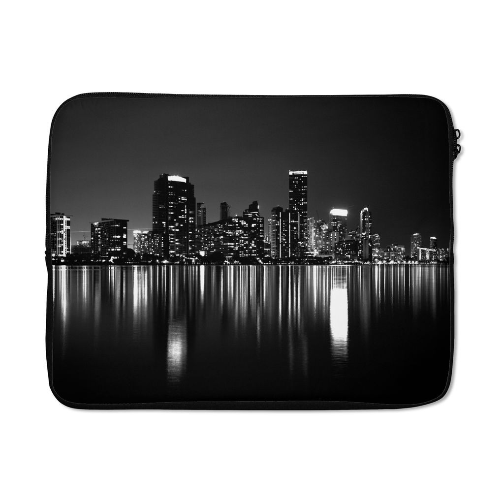 MuchoWow Laptop Hülle 17 Zoll Laptoptasche New York - Skyline - Nacht - Zipper - Schutzabdeckung